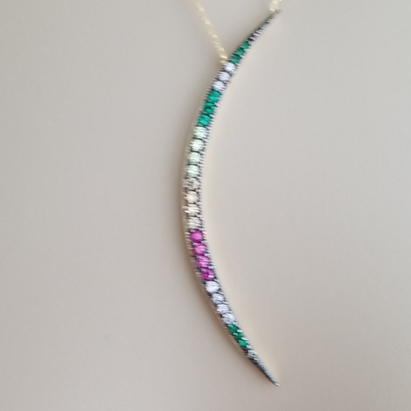NWOT Gabi Rielle Multi-color Pave Moon Necklace - Picture 3 of 4